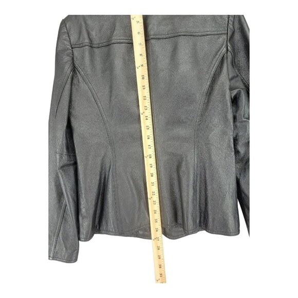 Vintage Leather Jacket Blazer Womens Black Small 90's - Picture 6 of 9